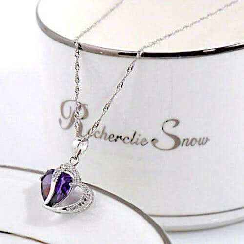 Edle Herzkette Herz Anhänger Zirkonia Crystal mit Singapurkette 925 Si