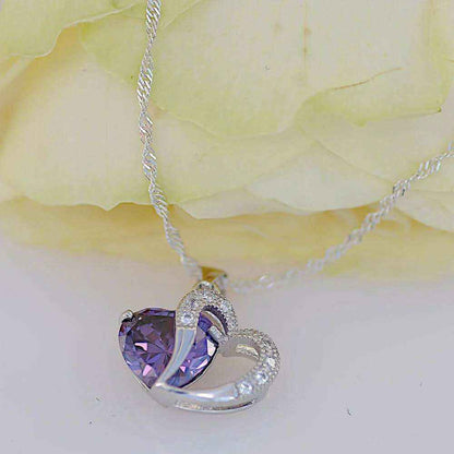 Edle Herzkette Herz Anhänger Zirkonia Crystal mit Singapurkette 925 Si