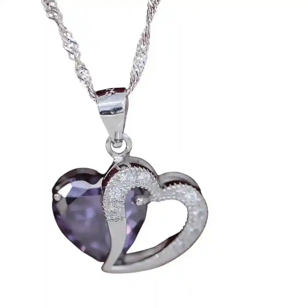 Edle Herzkette Herz Anhänger Zirkonia Crystal mit Singapurkette 925 Si