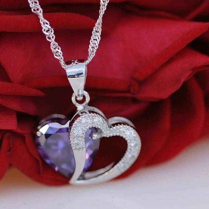 Edle Herzkette Herz Anhänger Zirkonia Crystal mit Singapurkette 925 Si