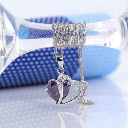 Edle Herzkette Herz Anhänger Zirkonia Crystal mit Singapurkette 925 Si