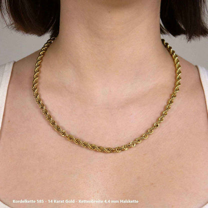 Edle Kordelkette Halskette - 585 - 14 Karat Gold Juwelier Qualität - Firma Holzenplotz - Silberketten-Goldketten.de 