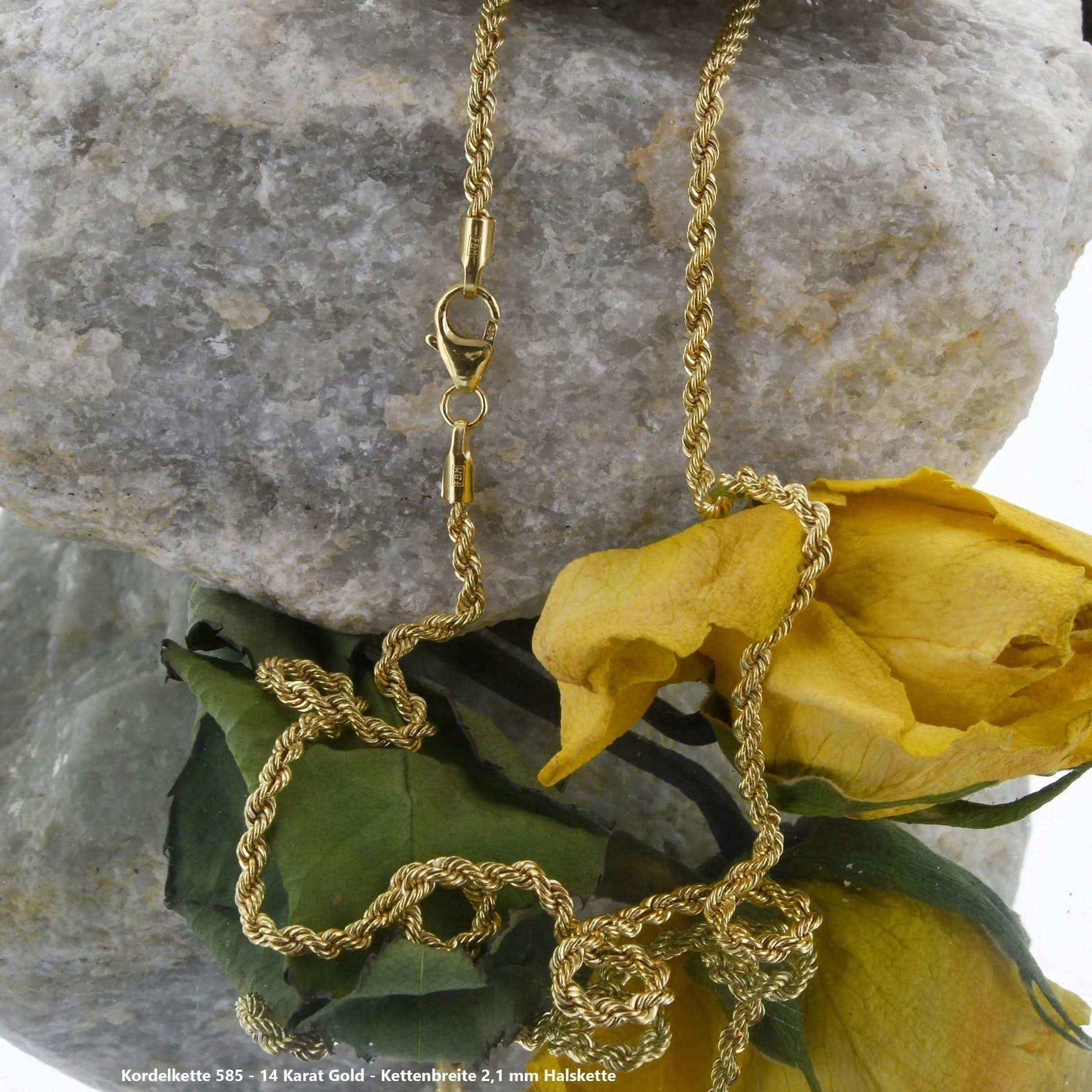 Edle Kordelkette Halskette - 585 - 14 Karat Gold Juwelier Qualität - Firma Holzenplotz - Silberketten-Goldketten.de 