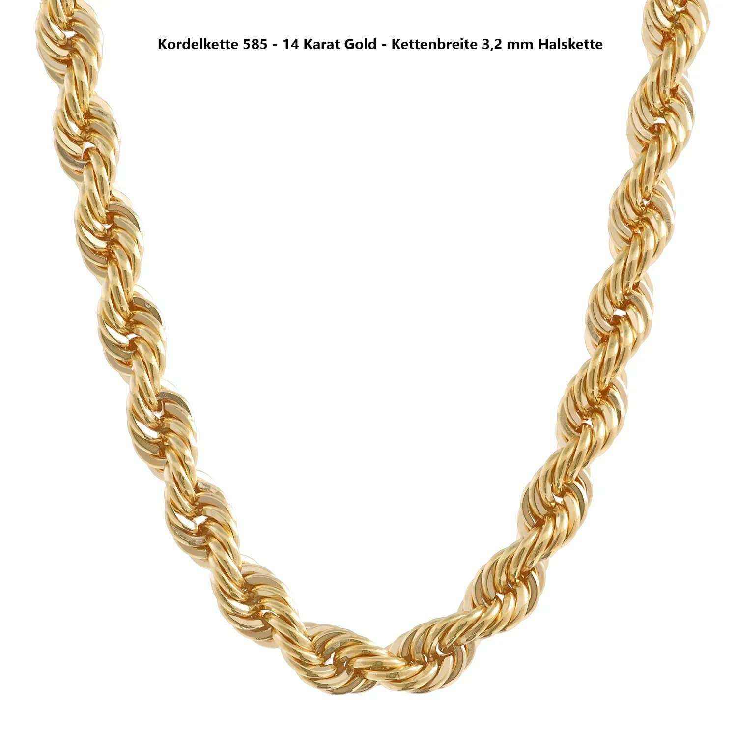 Edle Kordelkette Halskette - 585 - 14 Karat Gold Juwelier Qualität - Firma Holzenplotz - Silberketten-Goldketten.de 