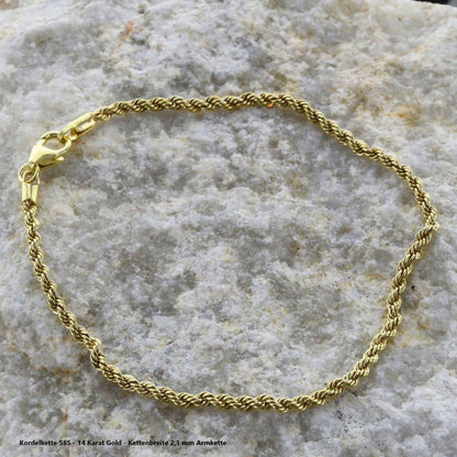 Edle Kordelkette Halskette - 585 - 14 Karat Gold Juwelier Qualität - Firma Holzenplotz - Silberketten-Goldketten.de 