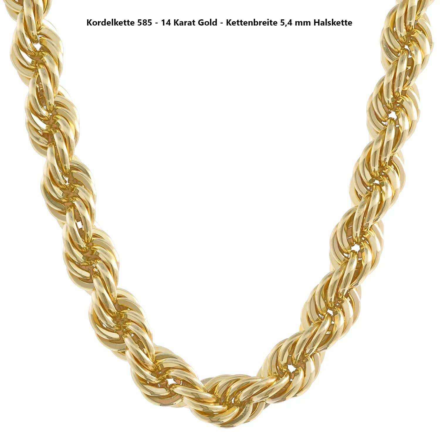 Edle Kordelkette Halskette - 585 - 14 Karat Gold Juwelier Qualität - Firma Holzenplotz - Silberketten-Goldketten.de 