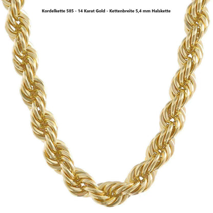 Edle Kordelkette Halskette - 585 - 14 Karat Gold Juwelier Qualität - Firma Holzenplotz - Silberketten-Goldketten.de 