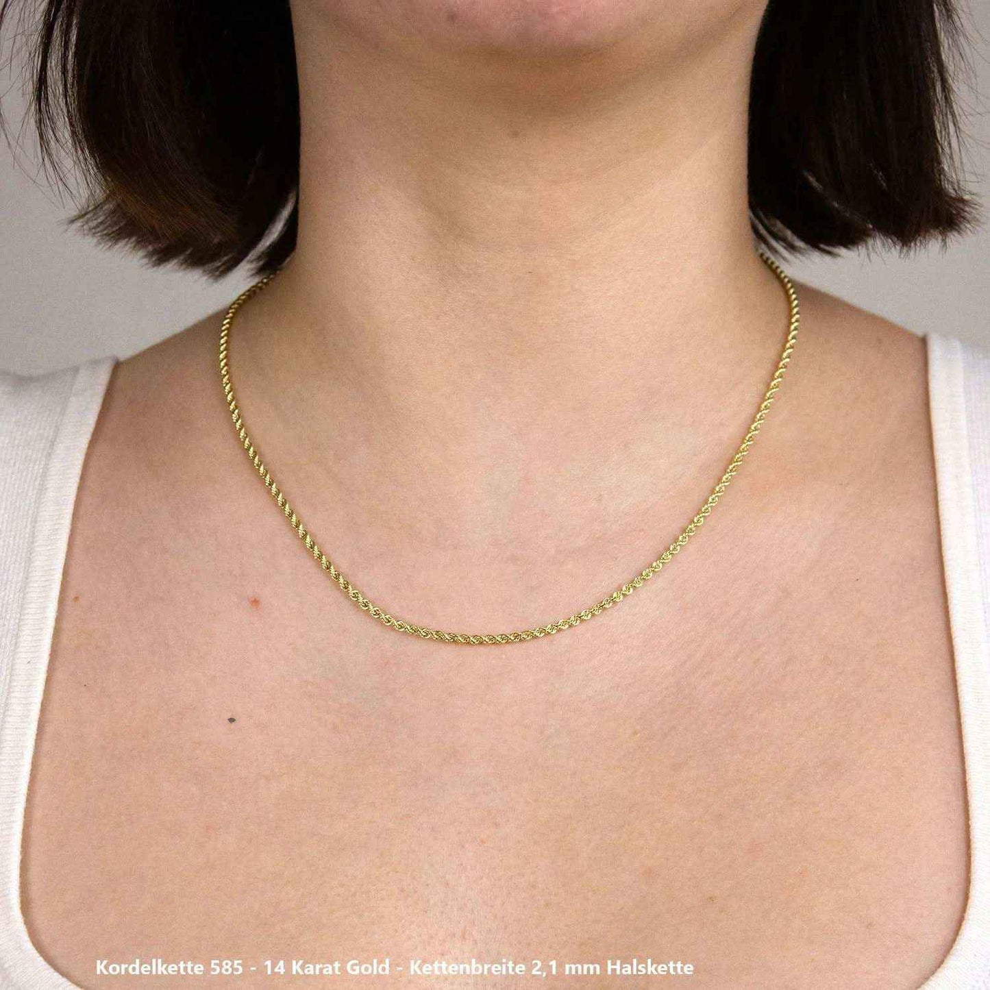 Edle Kordelkette Halskette - 585 - 14 Karat Gold Juwelier Qualität - Firma Holzenplotz - Silberketten-Goldketten.de 