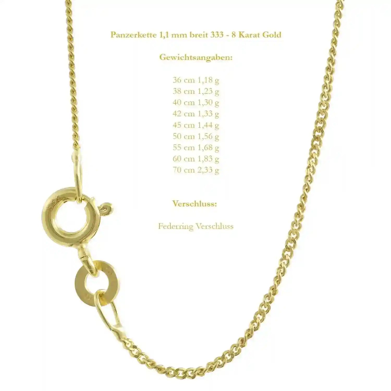 Edle massive Goldkette Panzerkette Halskette aus 333 - 8 Karat Gold - Firma Holzenplotz - Silberketten-Goldketten.de 