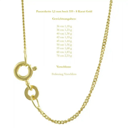 Edle massive Goldkette Panzerkette Halskette aus 333 - 8 Karat Gold - Firma Holzenplotz - Silberketten-Goldketten.de 