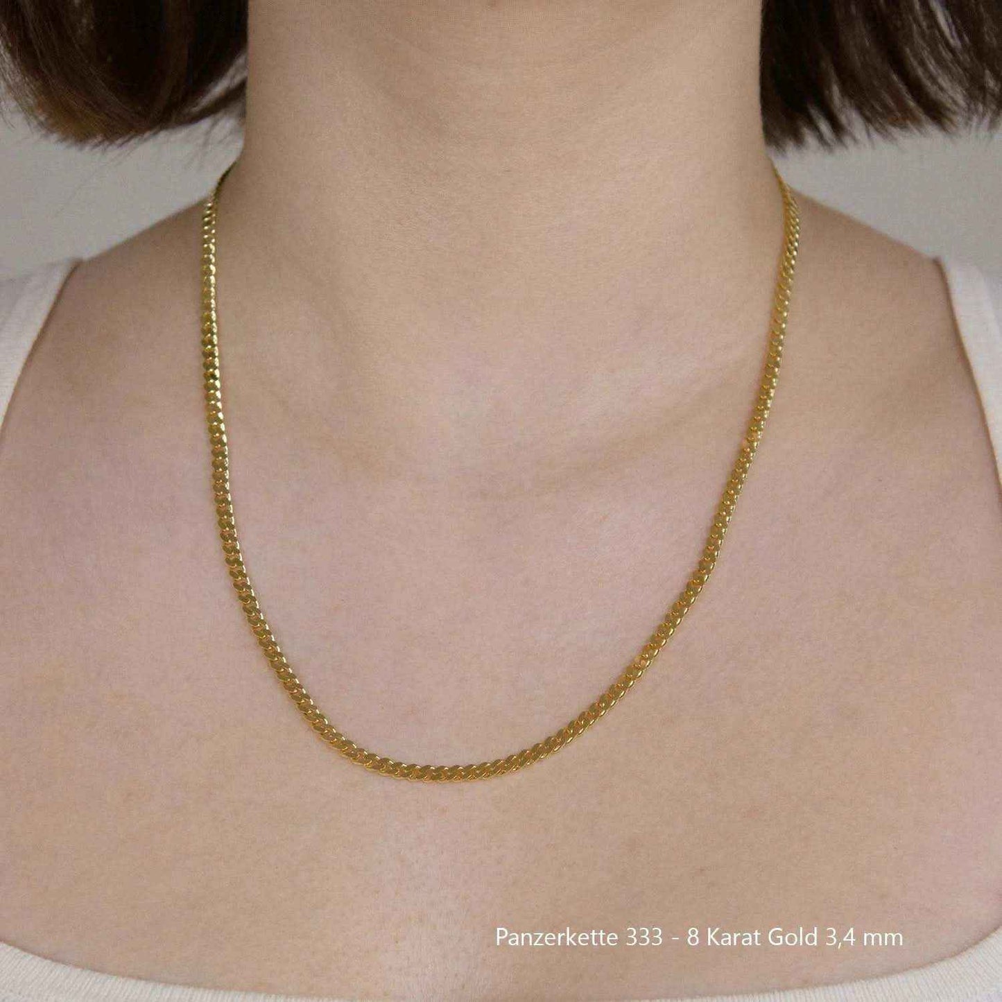 Edle massive Goldkette Panzerkette Halskette aus 333 - 8 Karat Gold - Firma Holzenplotz - Silberketten-Goldketten.de 