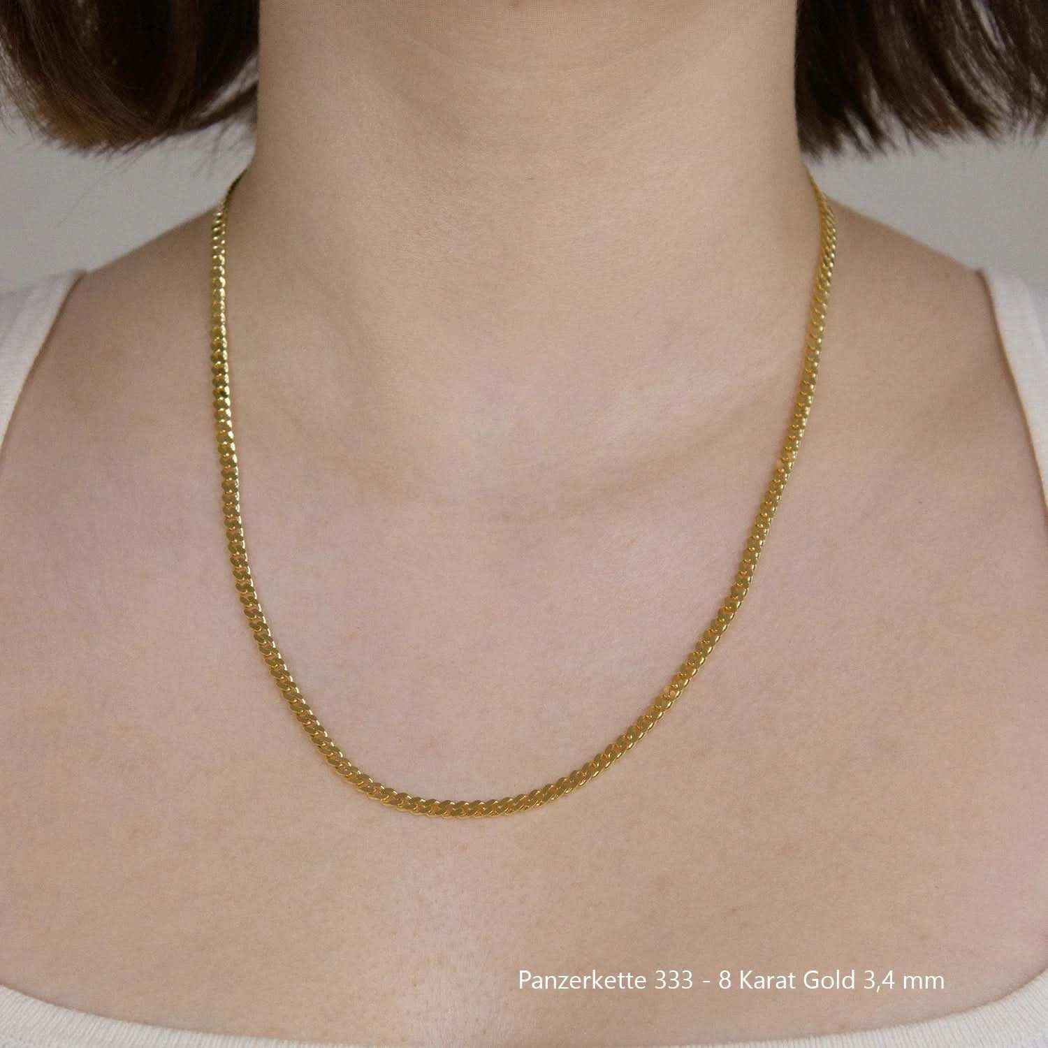 Edle massive Goldkette Panzerkette Halskette aus 333 - 8 Karat Gold - Firma Holzenplotz - Silberketten-Goldketten.de 
