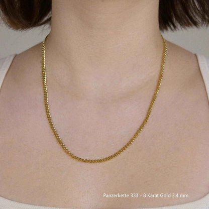 Edle massive Goldkette Panzerkette Halskette aus 333 - 8 Karat Gold - Firma Holzenplotz - Silberketten-Goldketten.de 