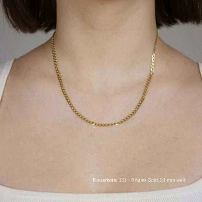 Edle massive Goldkette Panzerkette Halskette aus 333 - 8 Karat Gold - Firma Holzenplotz - Silberketten-Goldketten.de 