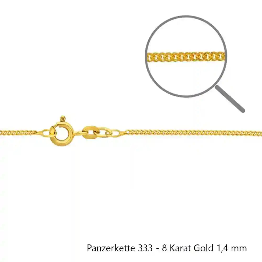 Edle massive Goldkette Panzerkette Halskette aus 333 - 8 Karat Gold - Firma Holzenplotz - Silberketten-Goldketten.de 