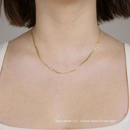 Edle massive Goldkette Panzerkette Halskette aus 333 - 8 Karat Gold - Firma Holzenplotz - Silberketten-Goldketten.de 