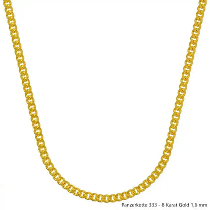 Edle massive Goldkette Panzerkette Halskette aus 333 - 8 Karat Gold - Firma Holzenplotz - Silberketten-Goldketten.de 