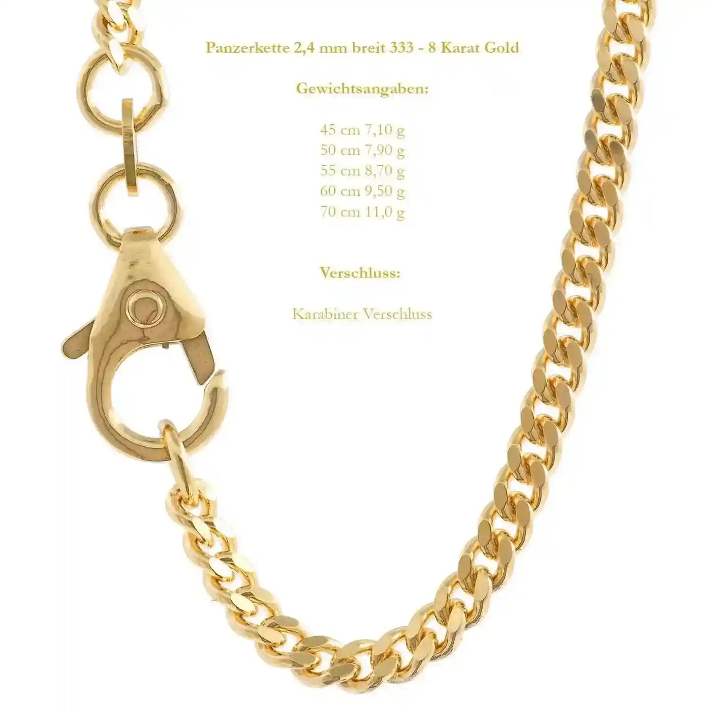 Edle massive Goldkette Panzerkette Halskette aus 333 - 8 Karat Gold - Firma Holzenplotz - Silberketten-Goldketten.de 