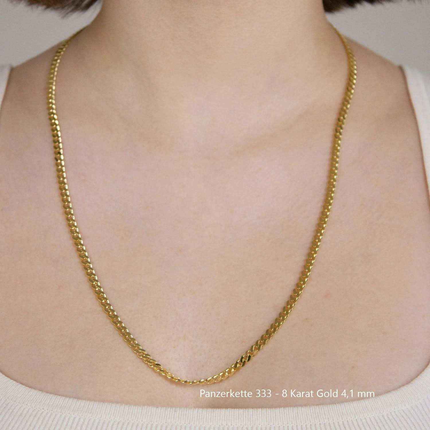 Edle massive Goldkette Panzerkette Halskette aus 333 - 8 Karat Gold - Firma Holzenplotz - Silberketten-Goldketten.de 