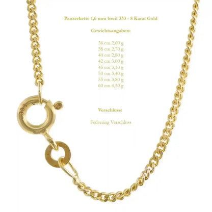 Edle massive Goldkette Panzerkette Halskette aus 333 - 8 Karat Gold - Firma Holzenplotz - Silberketten-Goldketten.de 