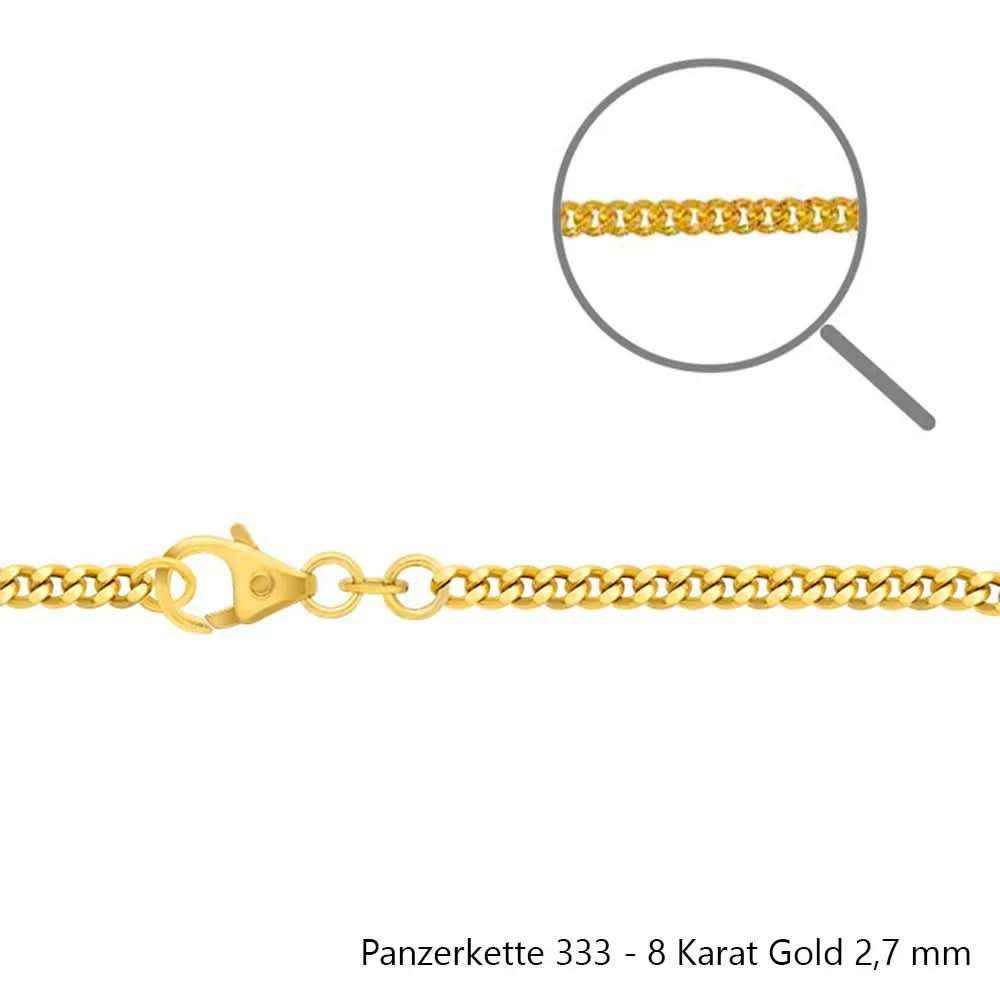 Edle massive Goldkette Panzerkette Halskette aus 333 - 8 Karat Gold - Firma Holzenplotz - Silberketten-Goldketten.de 