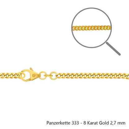 Edle massive Goldkette Panzerkette Halskette aus 333 - 8 Karat Gold - Firma Holzenplotz - Silberketten-Goldketten.de 