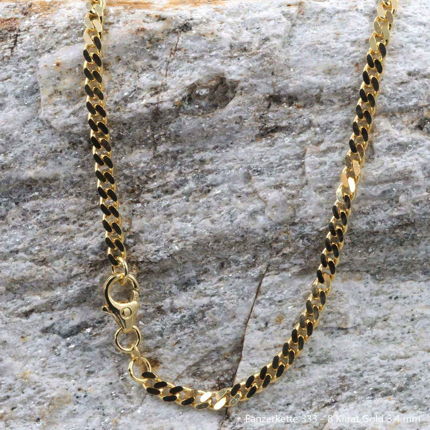 Edle massive Goldkette Panzerkette Halskette aus 333 - 8 Karat Gold - Firma Holzenplotz - Silberketten-Goldketten.de 