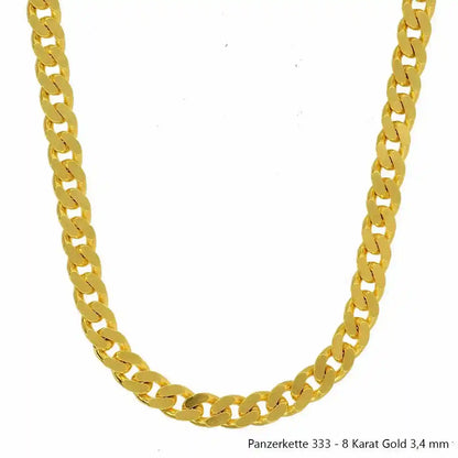 Edle massive Goldkette Panzerkette Halskette aus 333 - 8 Karat Gold - Firma Holzenplotz - Silberketten-Goldketten.de 
