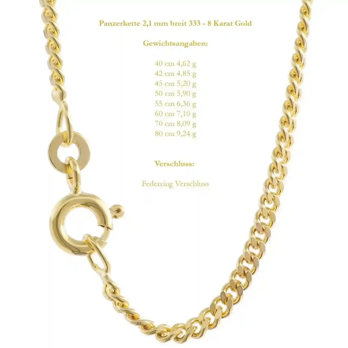 Edle massive Goldkette Panzerkette Halskette aus 333 - 8 Karat Gold - Firma Holzenplotz - Silberketten-Goldketten.de 