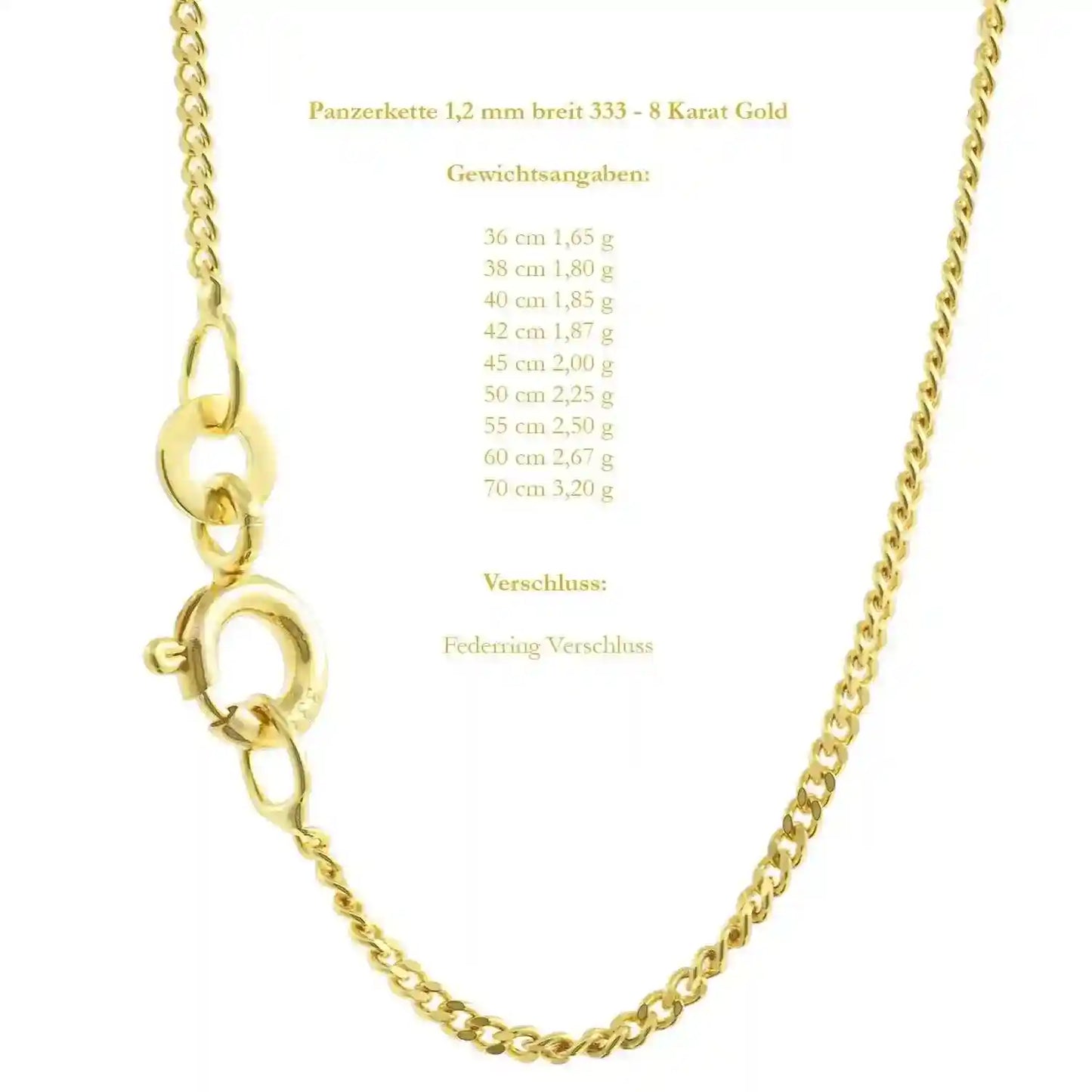 Edle massive Goldkette Panzerkette Halskette aus 333 - 8 Karat Gold - Firma Holzenplotz - Silberketten-Goldketten.de 