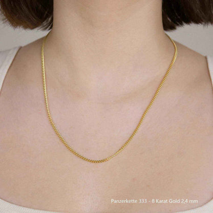 Edle massive Goldkette Panzerkette Halskette aus 333 - 8 Karat Gold - Firma Holzenplotz - Silberketten-Goldketten.de 