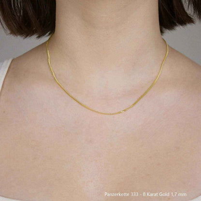 Edle massive Goldkette Panzerkette Halskette aus 333 - 8 Karat Gold - Firma Holzenplotz - Silberketten-Goldketten.de 