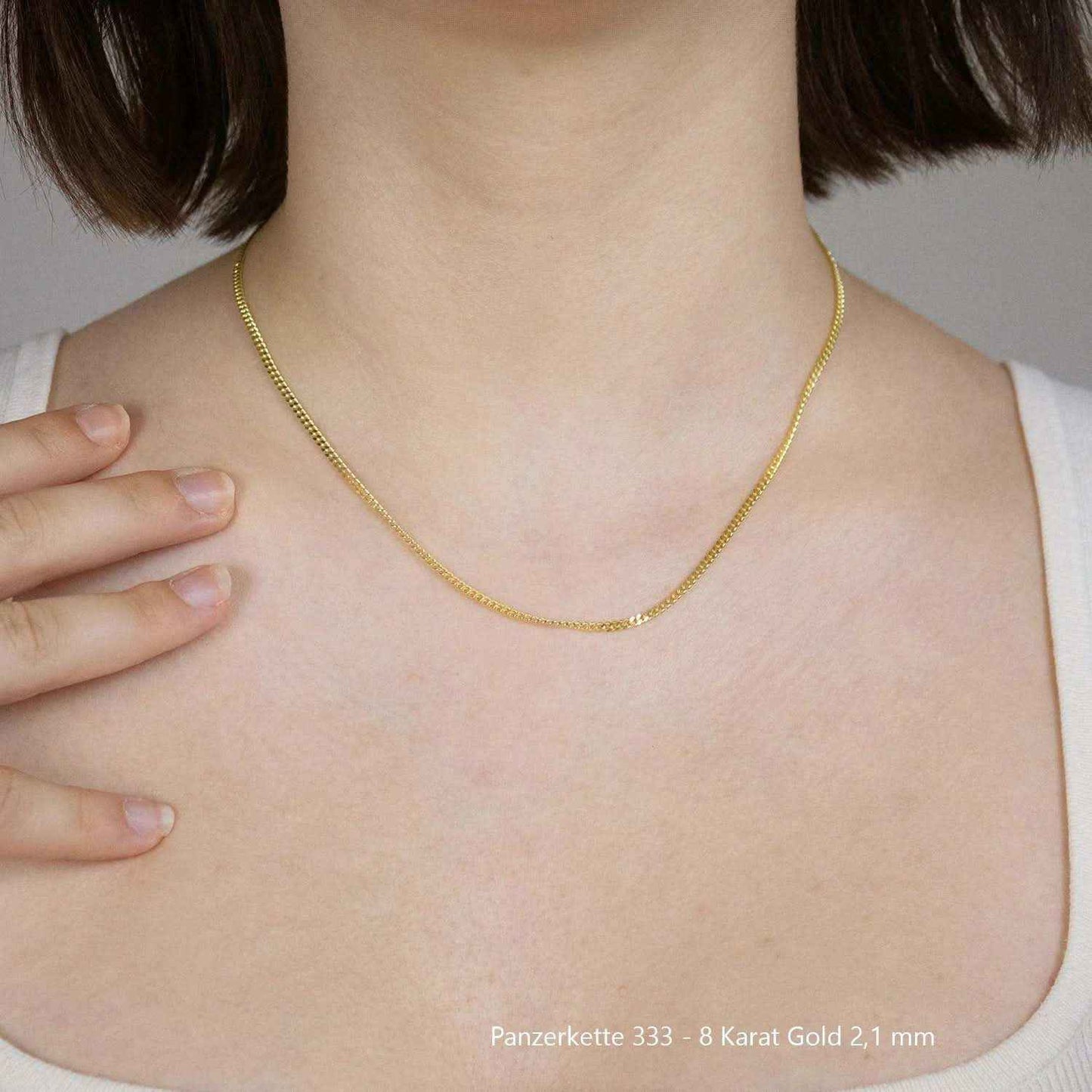 Edle massive Goldkette Panzerkette Halskette aus 333 - 8 Karat Gold - Firma Holzenplotz - Silberketten-Goldketten.de 