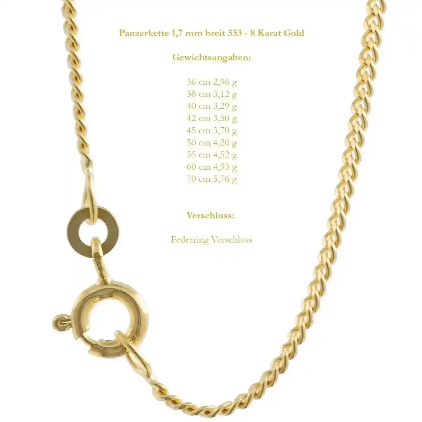 Edle massive Goldkette Panzerkette Halskette aus 333 - 8 Karat Gold - Firma Holzenplotz - Silberketten-Goldketten.de 