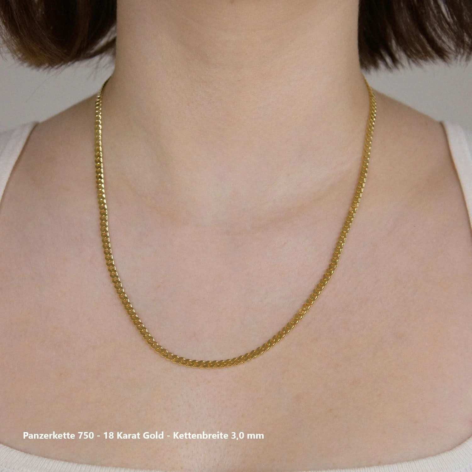 Edle massive Goldkette Panzerkette Halskette aus 750 - 18 Karat Gold - Firma Holzenplotz - Silberketten - Goldketten.de