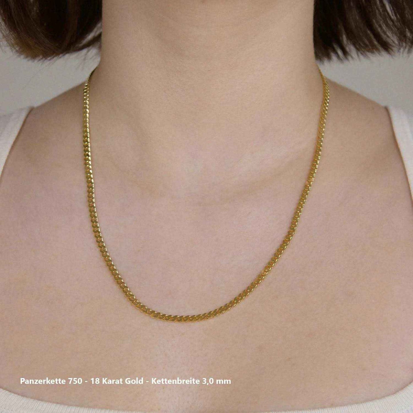 Edle massive Goldkette Panzerkette Halskette aus 750 - 18 Karat Gold