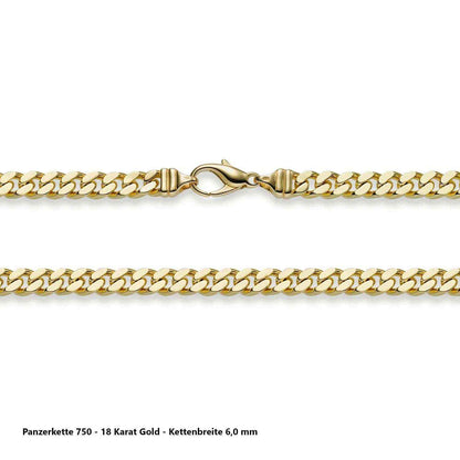 Edle massive Goldkette Panzerkette Halskette aus 750 - 18 Karat Gold