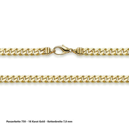 Edle massive Goldkette Panzerkette Halskette aus 750 - 18 Karat Gold