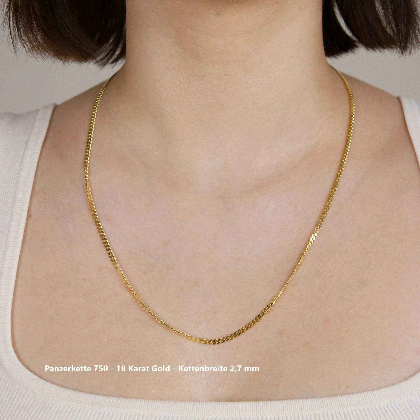 Edle massive Goldkette Panzerkette Halskette aus 750 - 18 Karat Gold