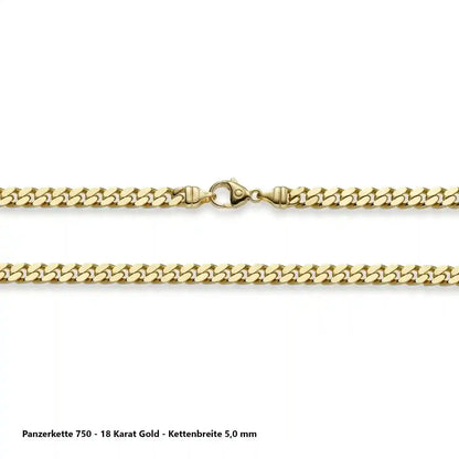 Edle massive Goldkette Panzerkette Halskette aus 750 - 18 Karat Gold