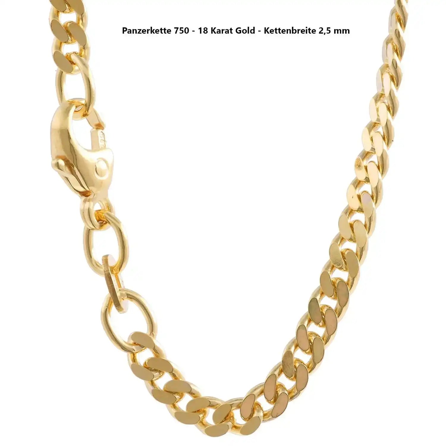 Edle massive Goldkette Panzerkette Halskette aus 750 - 18 Karat Gold - Firma Holzenplotz - Silberketten - Goldketten.de