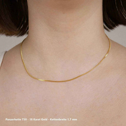 Edle massive Goldkette Panzerkette Halskette aus 750 - 18 Karat Gold