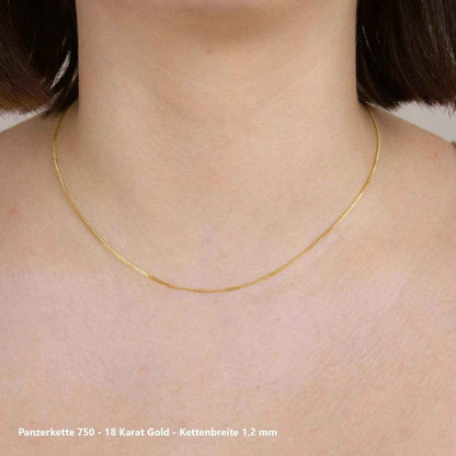 Edle massive Goldkette Panzerkette Halskette aus 750 - 18 Karat Gold