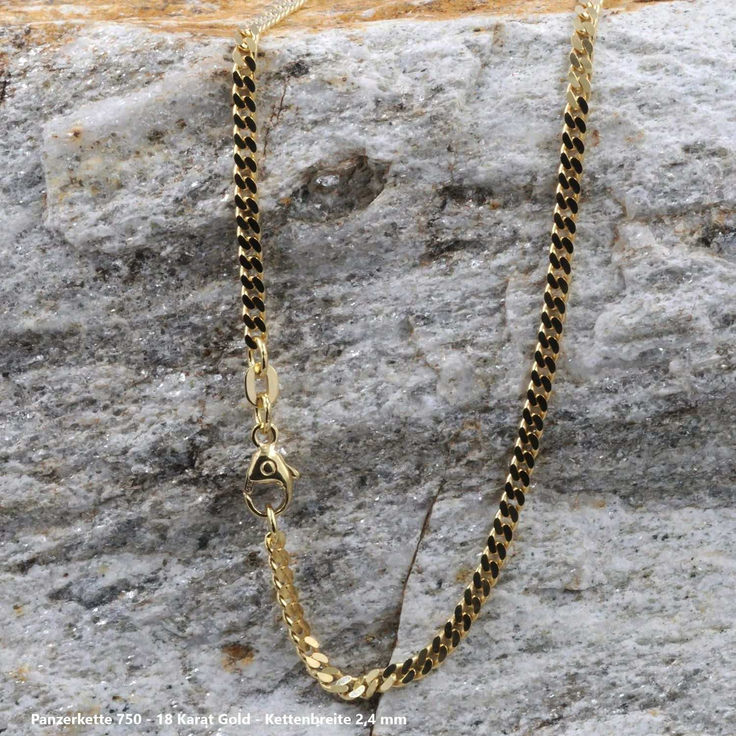 Edle massive Goldkette Panzerkette Halskette aus 750 - 18 Karat Gold - Firma Holzenplotz - Silberketten - Goldketten.de