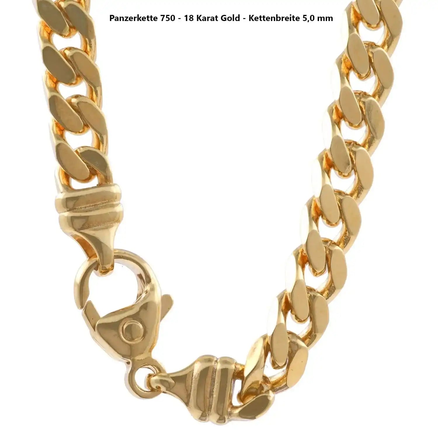 Edle massive Goldkette Panzerkette Halskette aus 750 - 18 Karat Gold - Firma Holzenplotz - Silberketten - Goldketten.de