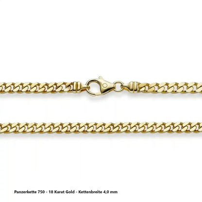 Edle massive Goldkette Panzerkette Halskette aus 750 - 18 Karat Gold