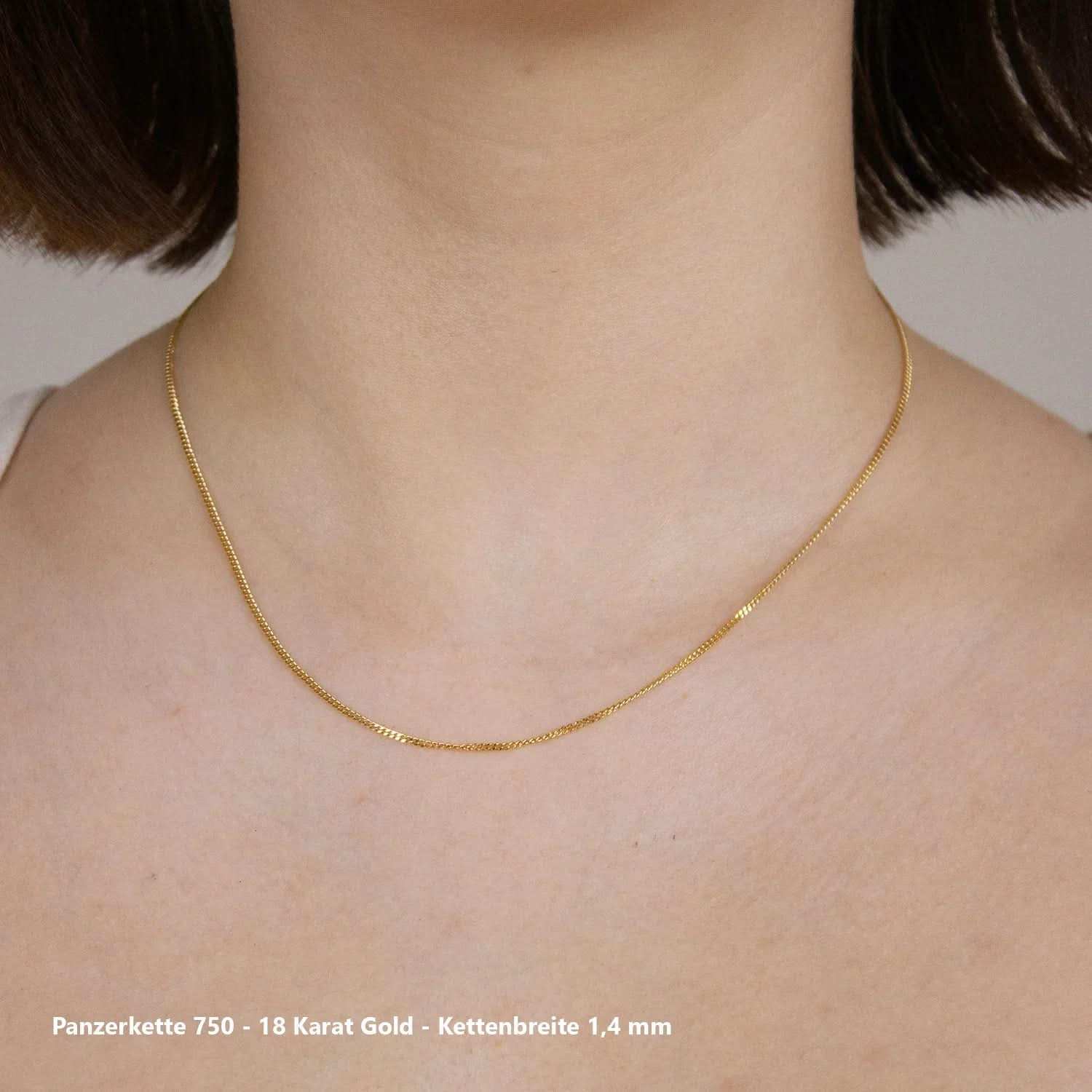 Edle massive Goldkette Panzerkette Halskette aus 750 - 18 Karat Gold - Firma Holzenplotz - Silberketten - Goldketten.de