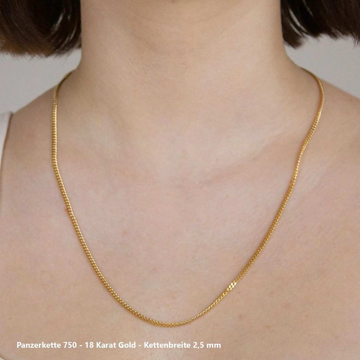Edle massive Goldkette Panzerkette Halskette aus 750 - 18 Karat Gold - Firma Holzenplotz - Silberketten - Goldketten.de