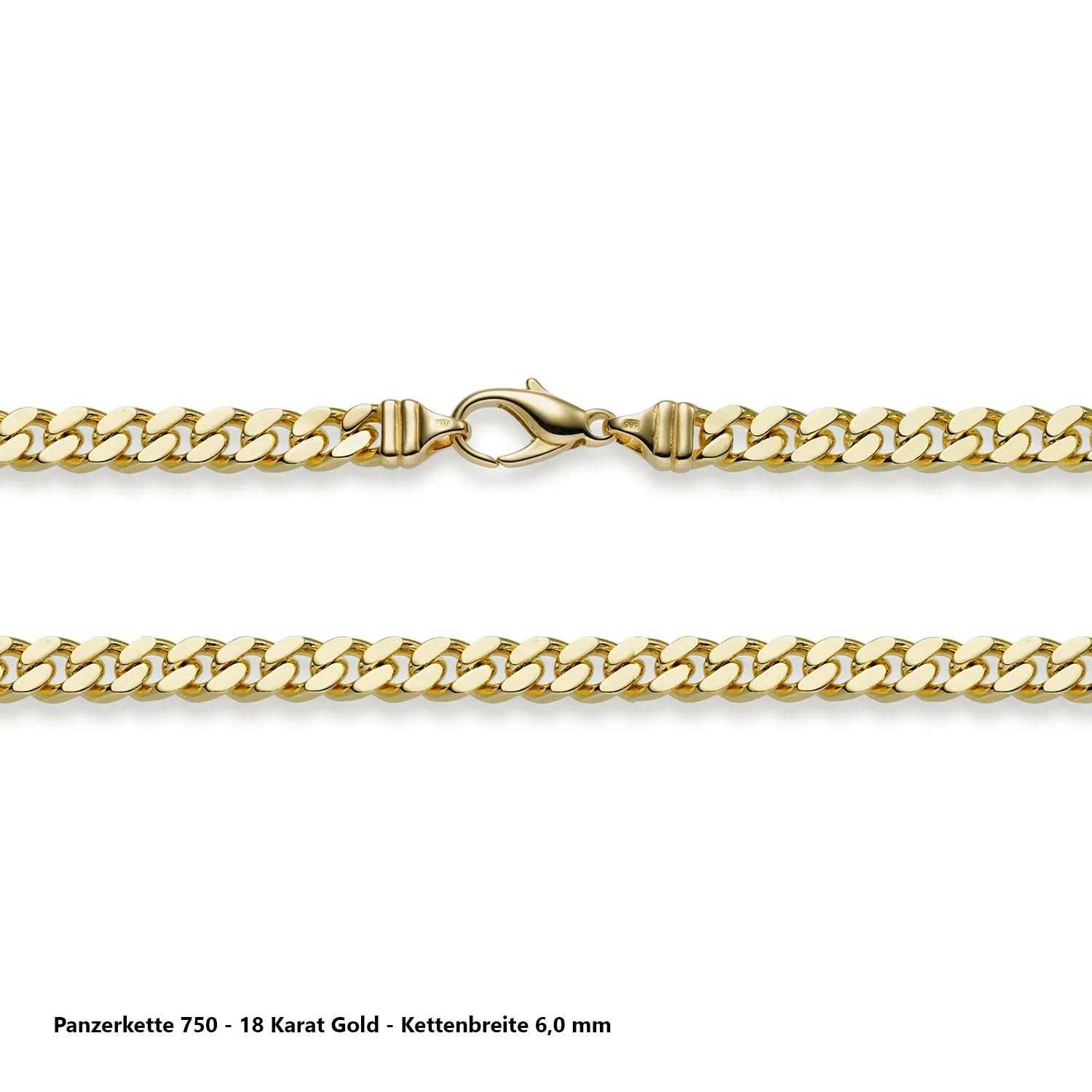 Edle massive Goldkette Panzerkette Halskette aus 750 - 18 Karat Gold - Firma Holzenplotz - Silberketten - Goldketten.de