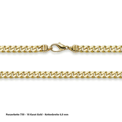 Edle massive Goldkette Panzerkette Halskette aus 750 - 18 Karat Gold - Firma Holzenplotz - Silberketten - Goldketten.de